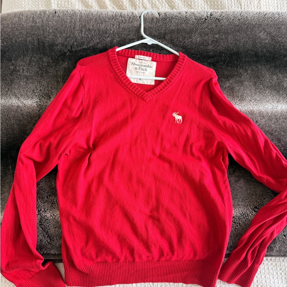 Vintage Abercrombie & Fitch Bold Red V-Neck Sweater